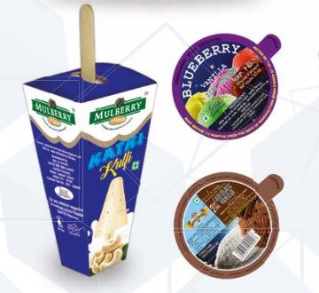 Mockup Spa bottle with pink bath salt on blue background.